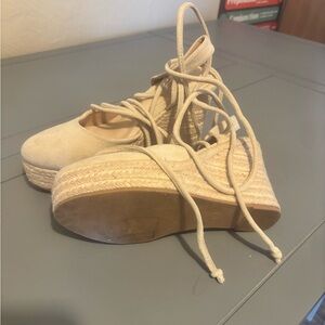 Women's Cream Espadrille Lace-Up Shoes